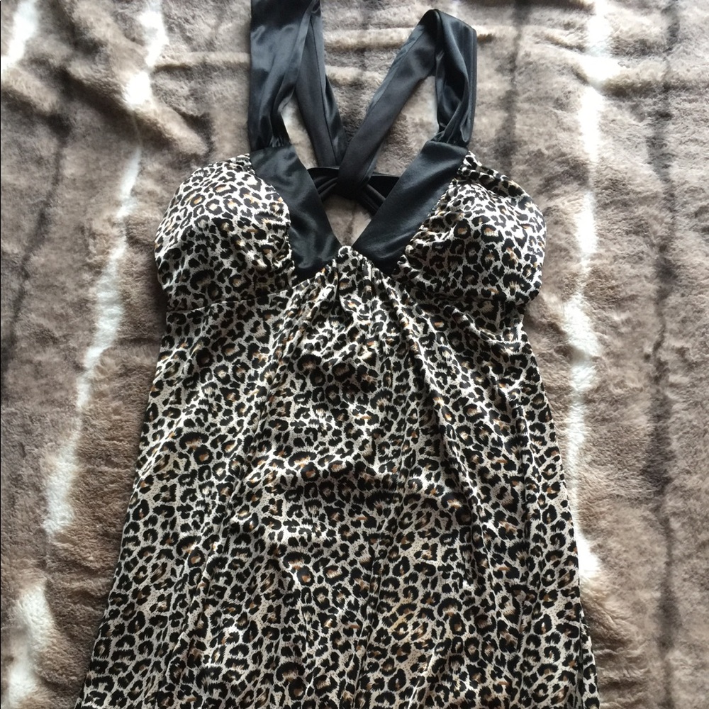 Animal print cross back mini dress